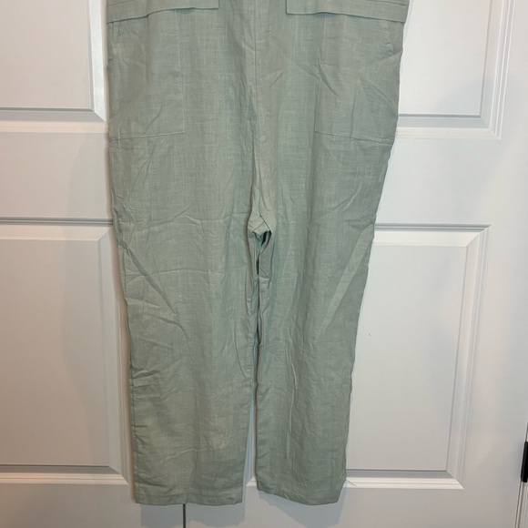 Cotton Linen Sage Green Adjustable Strap Pocket Overalls 3XL - Picture 5 of 9